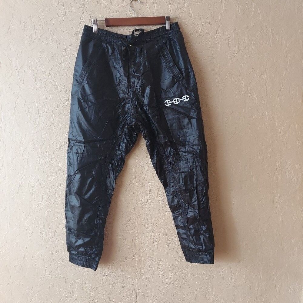 Hoorsenbuhs Black Jogger Crop Track Pants Poly Ripstop Luxury Streetwear Medium